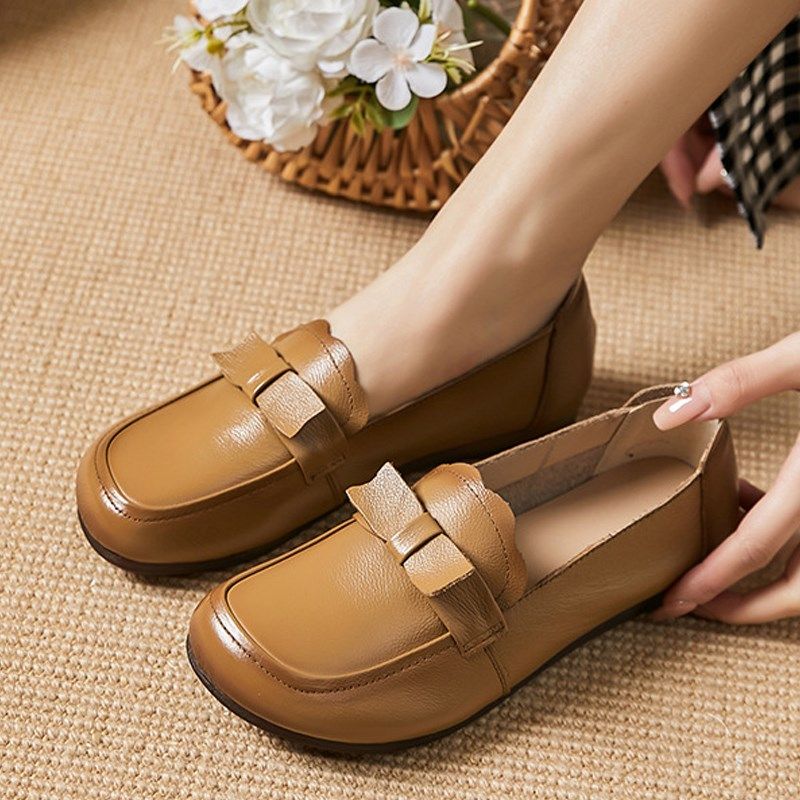 全牛皮春季新款妈妈鞋真皮舒适平底复古单鞋软底防滑女鞋老人皮鞋,女鞋,深口单鞋,淘宝优惠券,粉丝福利购,淘宝优惠卷