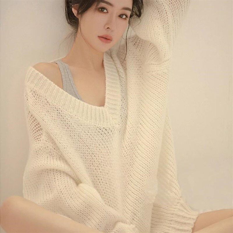 慵懒风白色软糯毛衣女2024早毛针织衫