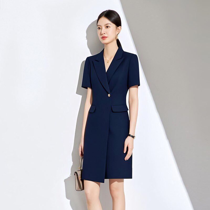 2025年新款短袖工装洋装女工作服上班服气质商场珠宝店美容柜台
