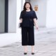 Q胖妈妈时尚 气质宽松显瘦上衣两件套 洋气加肥大码 雪纺套装 女夏装