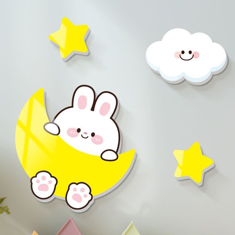 彩虹云朵3D立体墙贴儿童房间装饰墙面小图案自粘贴纸遮丑补洞神器