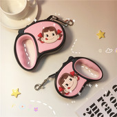 狗狗宠物牵引绳自动伸缩小型犬可爱粉色遛狗绳泰迪外出狗绳子幼犬