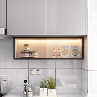 壁挂调味架 厨房吊柜下置物架 上翻柜玻璃门油盐调料收纳盒免打孔