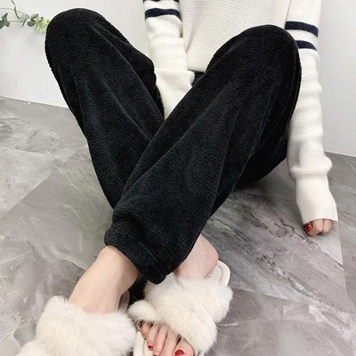 加厚暖暖裤2023新款女宽松外穿珊瑚绒保暖绒裤加绒睡裤冬休闲裤子