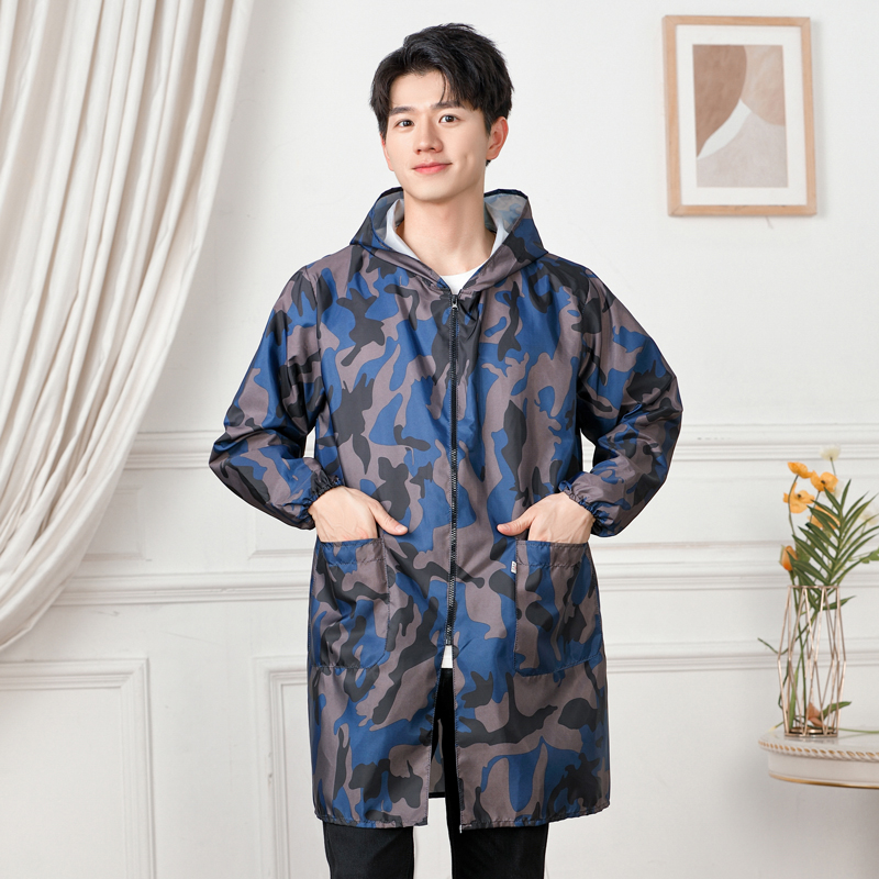 成人罩衣男士薄款春防水防油护衣大码长袖外套围裙厨房工作服大褂