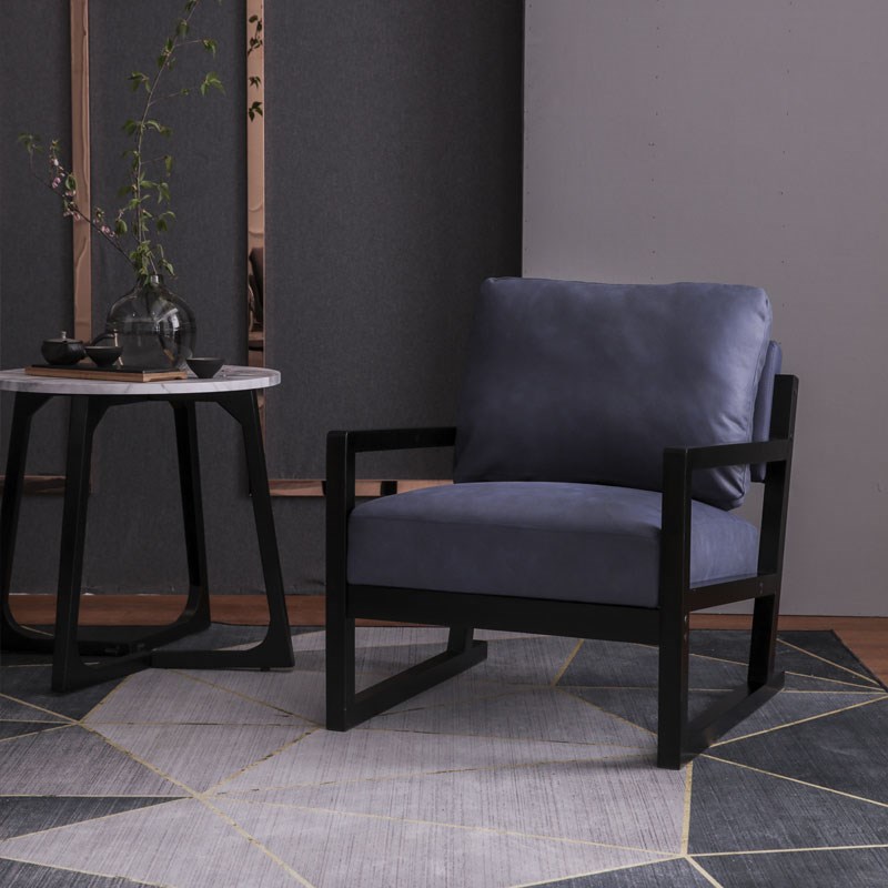 简约小户型客厅沙发椅单人实木沙发科技布阳台椅酒店卧室沙发包邮