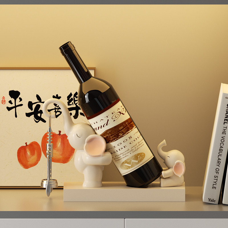 亲子大象红酒架摆件高级感轻奢家居饰品客厅餐边柜酒柜酒托装饰品