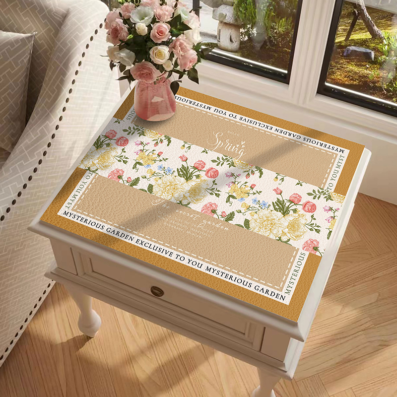 法式滚筒式床头柜皮革防水垫家用厨房微波炉冰箱通用万能盖布定制