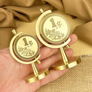 小目标黄铜摆件一个亿时来运转纯铜旋转我需要一个亿桌面转转摆件