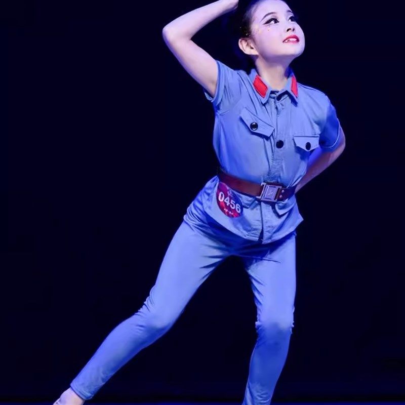 六一儿童小红军演出服装闪闪红星八路军军装小学生男女弹力舞蹈服