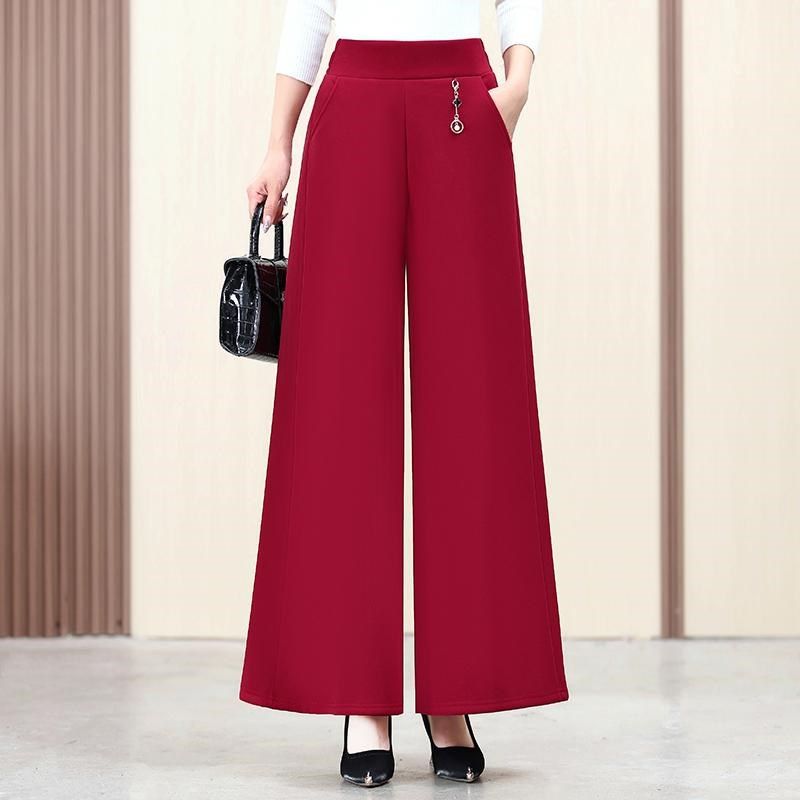 加厚高腰阔腿裤女2024冬季新款宽松保暖洋气休闲裙裤加绒松紧长裤,女装/女士精品,休闲裤,淘宝优惠券,粉丝福利购,淘宝优惠卷