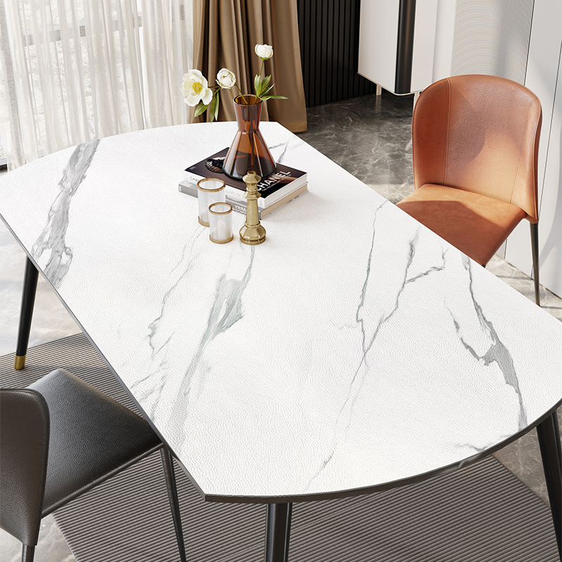 大理石纹弧形台桌垫桌布免洗可擦pvc皮革轻奢防水防油茶几餐桌垫