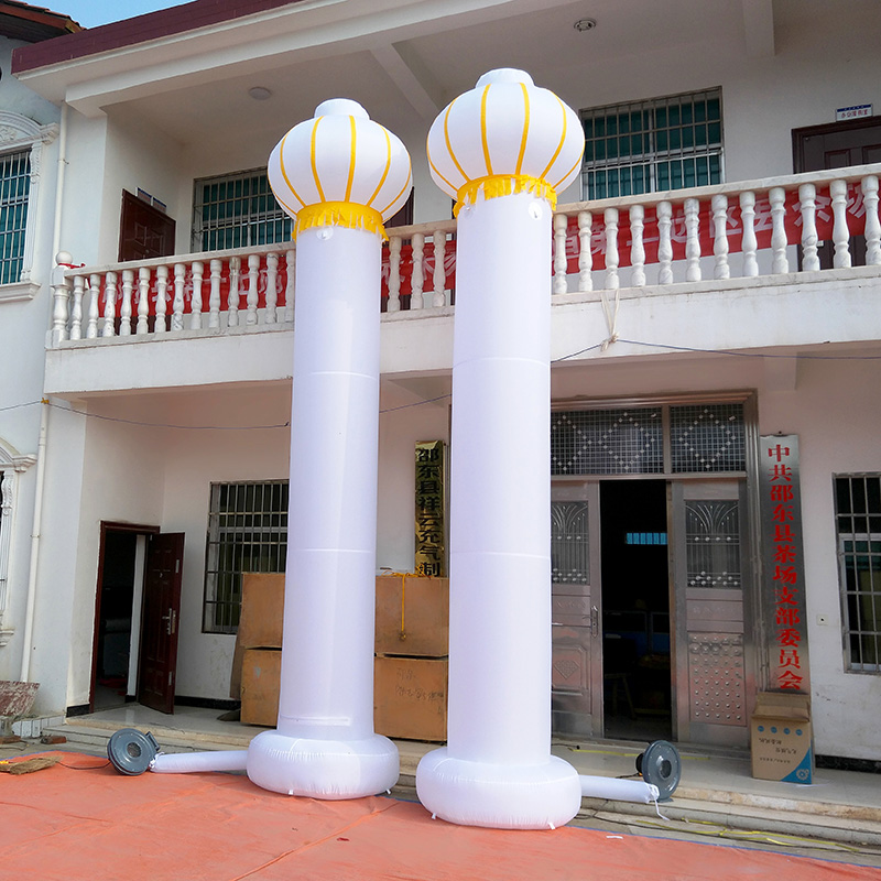 白色充气灯笼立柱 充气立柱拱门 红白喜事盘龙灯笼立柱 充气柱子