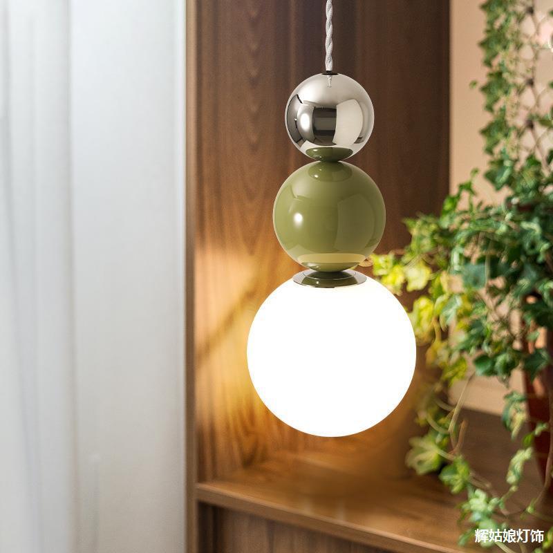 珍珠床头吊灯2023新款奶油风主卧吊线灯服装店橱窗灯小户型餐厅灯