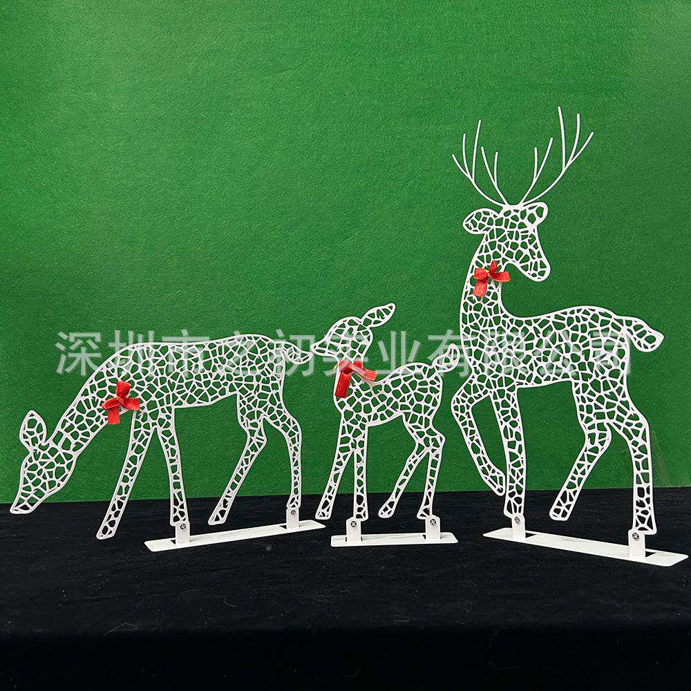 圣诞蝴蝶发光艺鹿家铁桌面摆件结圣诞节装NML居饰品