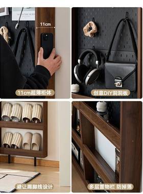 洞洞板薄物架家玄关极窄入用户门后柜收纳复古置INV展示架