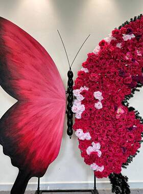 AOJ场型蝴蝶户装置花艺装饰网红打卡拍照摆件橱窗道具外商场巨景