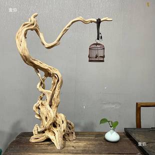 杜鹃根树根雕家居客厅博古架陈设艺术民宿茶室装饰灯架摆件
