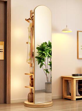 实木挂衣架卧落地衣帽架带镜子一客厅室家用体可移多功能OLZ动置