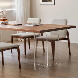 严选北美胡桃木餐桌亚公克力悬浮书wyy20241桌现代桃木家用黑办吃