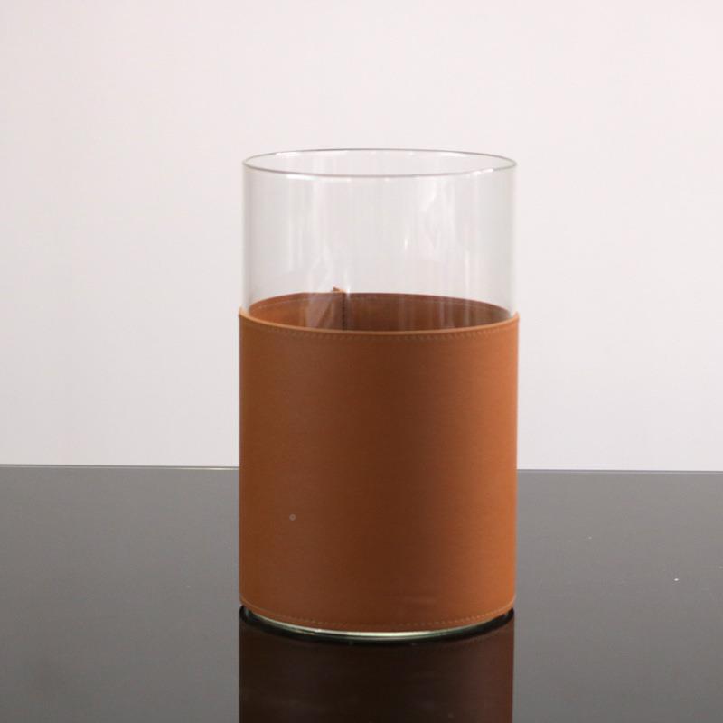 简约现代橘饰色皮套玻璃OEZ圆形板器样房客厅桌面家居米兰花时尚