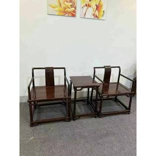 大红酸枝交趾黄檀矮南官帽椅三件套主人椅老板椅茶椅清式明式家具