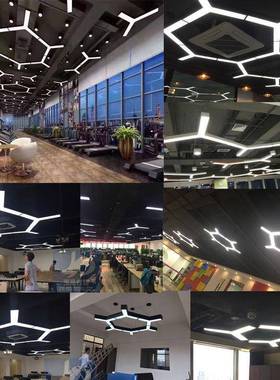 办公Y形型吊灯人字创y意性工业风网咖商室铺个展厅超市健Y01225身