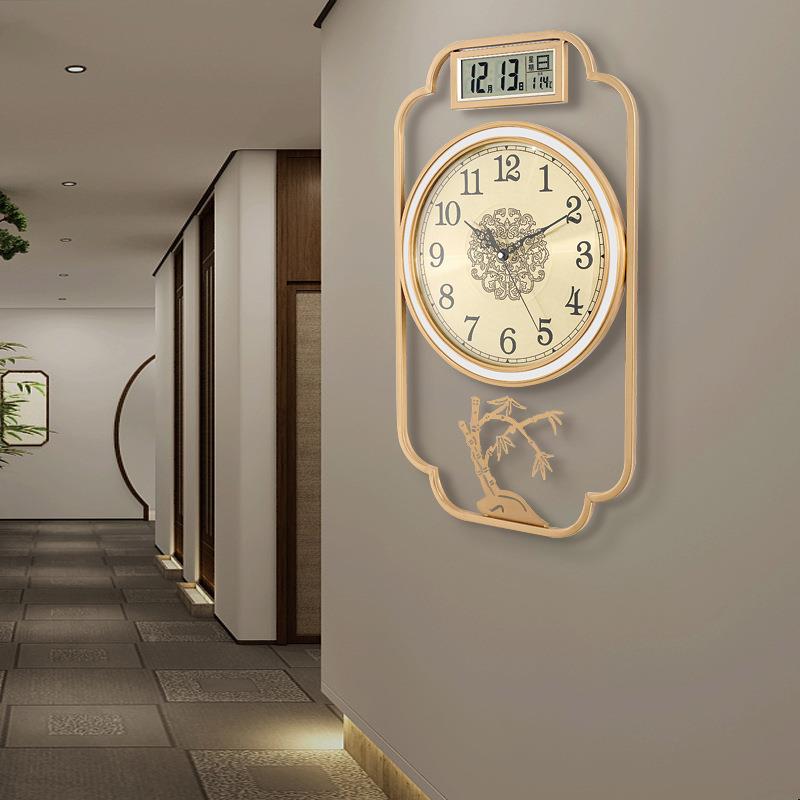 中国风用轻奢JMA新万年历电子钟式中挂钟家时钟客厅创意时尚大气