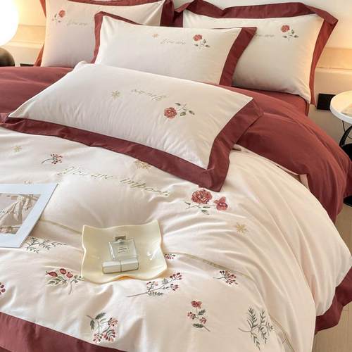 A类母婴级床被上四件套00支匹新马棉刺绣2025春季款床1MVH单套床