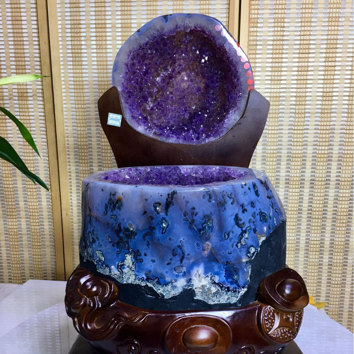 巴西一手货源紫晶洞聚宝盆摆件紫水晶簇 原石水晶洞家居摆件批发