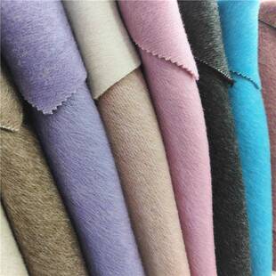 桑蚕丝绒羊毛混双面大衣羊色兔绒SF1991面料秋冬外套双面长毛呢布