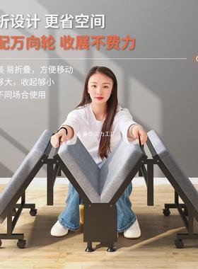 简板易家用午休床人单海绵办公四折床陪床护KOX午睡成人木床折叠