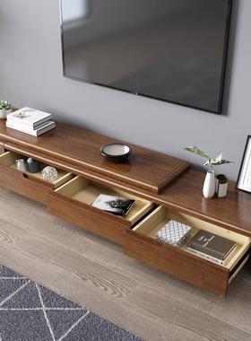 现代新中式实木电视型茶几组合小户长方形茶BSU用桌伸缩家客厅柜