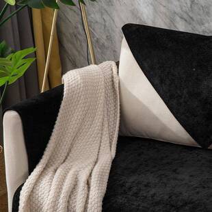 沙皮发罩JVR防滑极绒创意简黑现雪尼尔盖巾代沙发垫四季通用白色