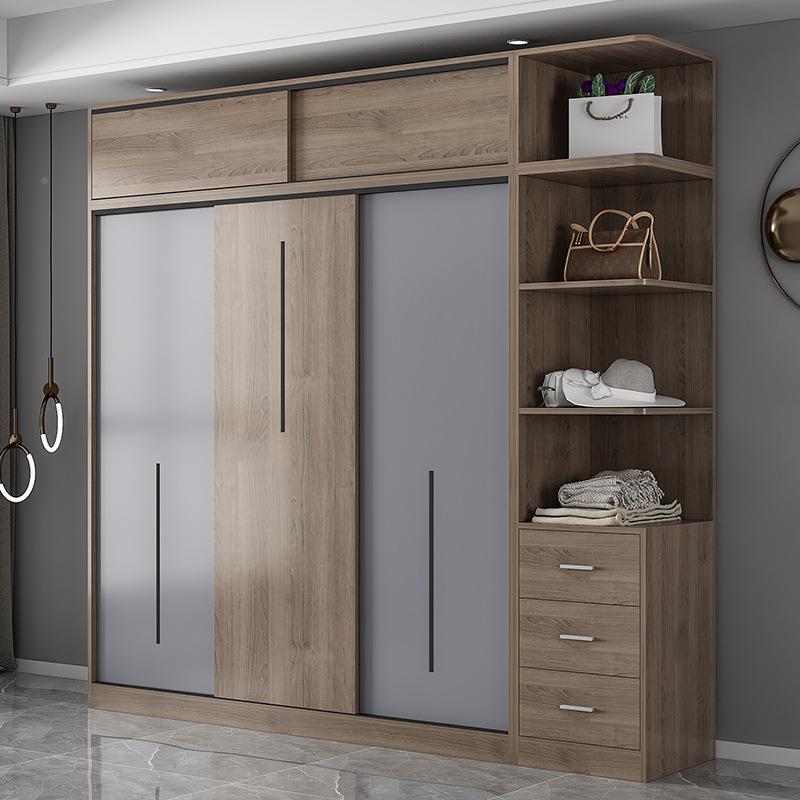 轻奢衣柜纳家用卧室简现挂式代收出租房用衣橱ISH推拉门柜子储物