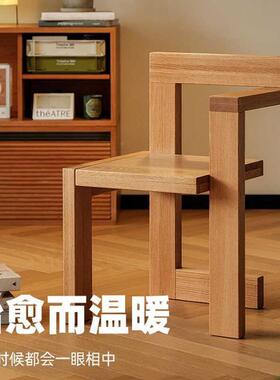 中古椅实式木网红单椅简人ZYL约休闲椅意轻奢餐黑色个性设计创意