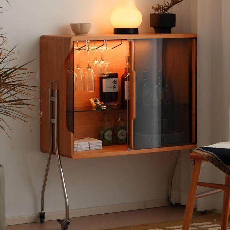 中复古厅可动玻璃小酒柜沙发展示餐边靠墙收客玄关RMT储纳置物架