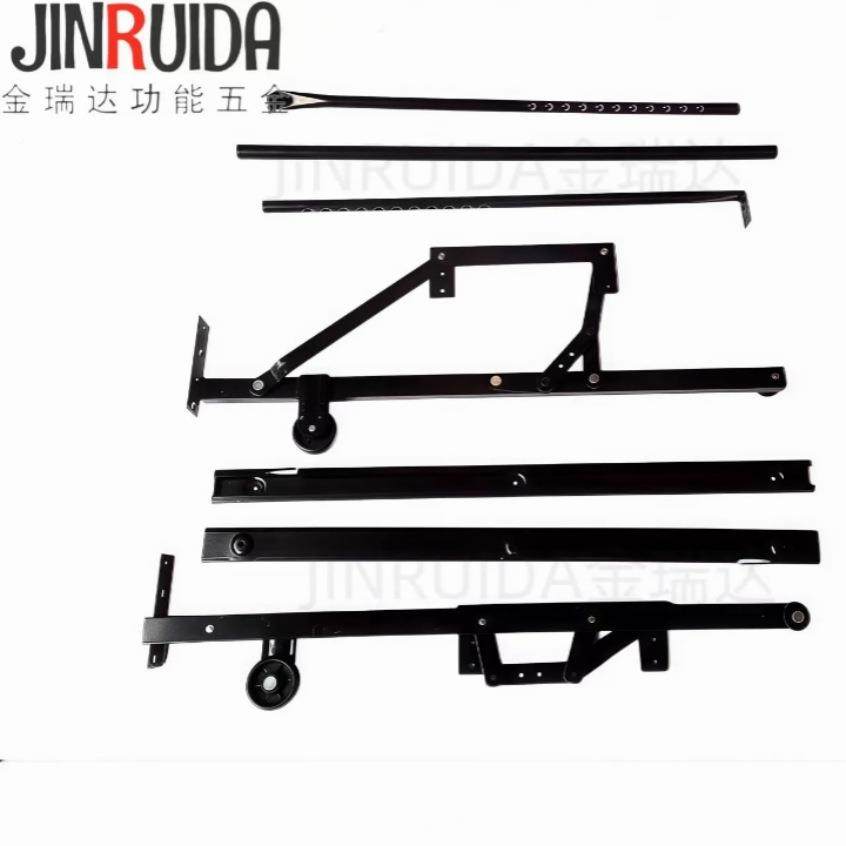 瑞达源头厂家QKK沙发铰链拉式隐藏金功能床推铰链黑色箱五金配件