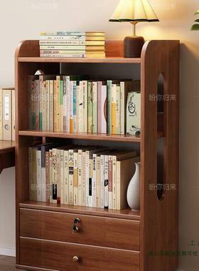 动实木书架落地置厅物架小LEH户型客可移矮书柜家用置物架室卧储
