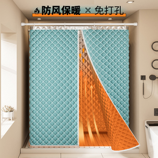 冬天新款 加棉加厚家用洗澡不冷神器免打孔高档浴罩浴帘加厚防水罩