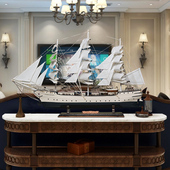 芬兰天鹅号帆船模型摆件酒店大堂装 饰船模型摆设 饰工艺品船模装