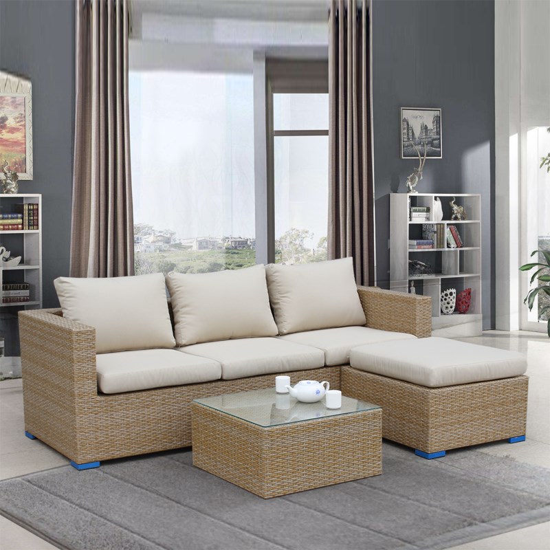 户外商用接待沙发酒店休闲藤艺沙发茶几组合庭院阳光房藤编沙发椅