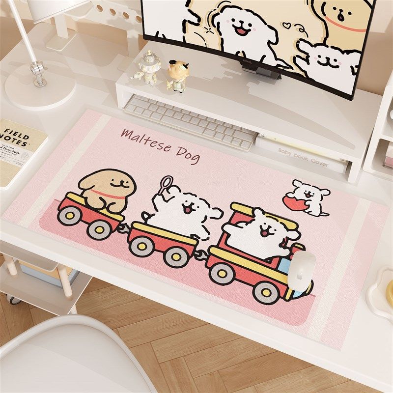 禁止焦虑办公桌垫女生超大号鼠标垫卡通电脑键盘垫防滑桌面垫无味