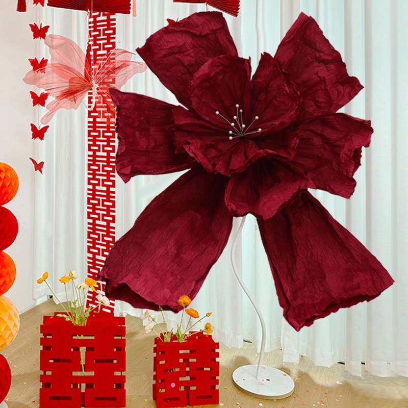 结婚装饰纸鸢花立柱路引婚房布置客厅场景超大纸花订婚礼喜字摆件