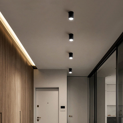 明装筒灯led长桶家用防眩射灯免开孔天花吸顶式北欧cob卧室过道