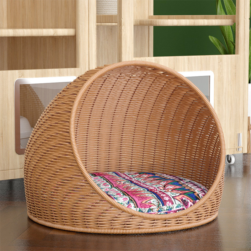 大口径藤编猫窝四季通用猫笼子手工编织小型犬狗窝可水洗透气猫屋,宠物/宠物食品及用品,猫窝/屋/帐篷/沙发,淘宝优惠券,粉丝福利购,淘宝优惠卷
