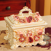 欧式 饰品摆件 陶瓷储物罐带盖大号零食糖果罐子茶叶罐首饰收纳盒装