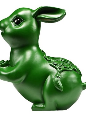 绿色木兔摆件一对木兔工艺品摆件木头兔家居实木质雕刻桌面装饰品