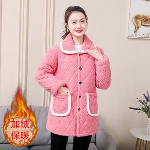 女士上班穿的罩衣冬天罩衣女新款新款加绒保暖时尚棉衣外套家居服