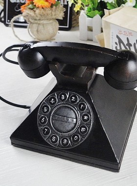 复古装饰品拨盘电话机摆件创意家居民国风老物件客厅房间酒柜道具